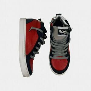 P448 Black And Red Kids Love Leather Sneaker